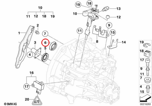 Paraolio dell'albero di uscita OEM 23117545082 per MINI R50, R52, R55, R56, R57, R58, R59, R60, R61. Originale MINI