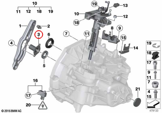 Boccola di guida OEM 23117545085 per MINI R50, R52, R55, R56, R57, R58, R59, R60, R61… e altri. Originale MINI