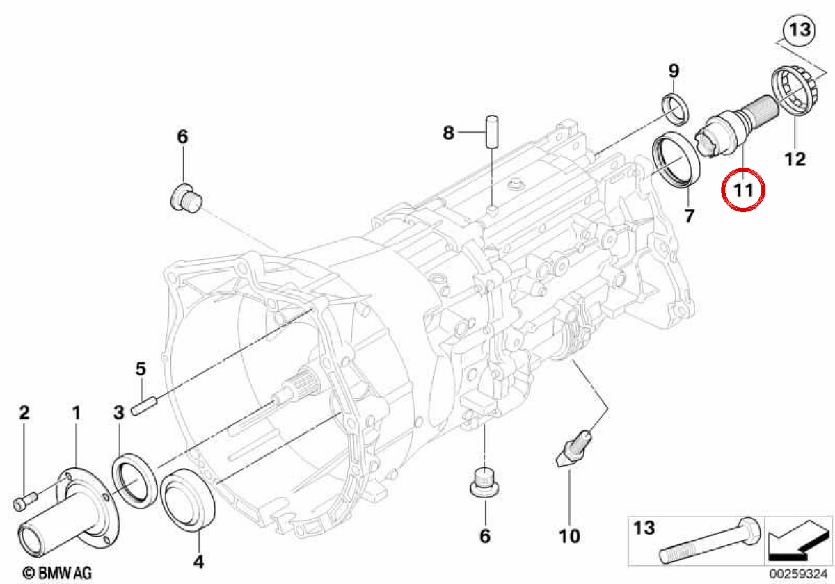 Axis d'adaptateur OEM 23117557292 pour BMW E90, E91, E92, E60, E61, E83, E53. BMW d'origine.