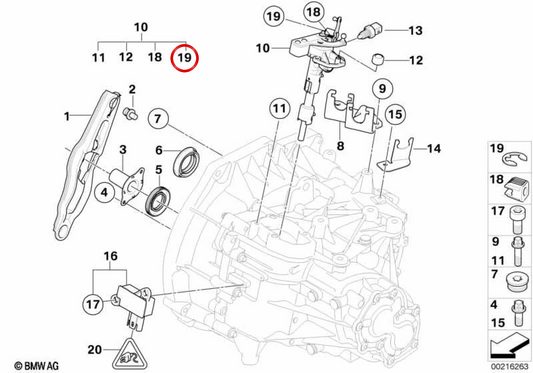 Anel de segurança OEM 23117602723 para MINI R56, R55 Clubman, R57 Cabrio, R58 Coupé, R59 Roadster, R60 Countryman, R61 Paceman. Original MINI