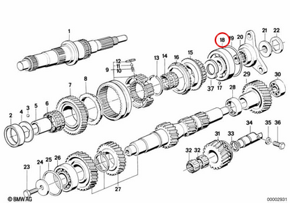 Cuscinetto a sfera OEM 2312128257 per BMW E34. BMW originale.