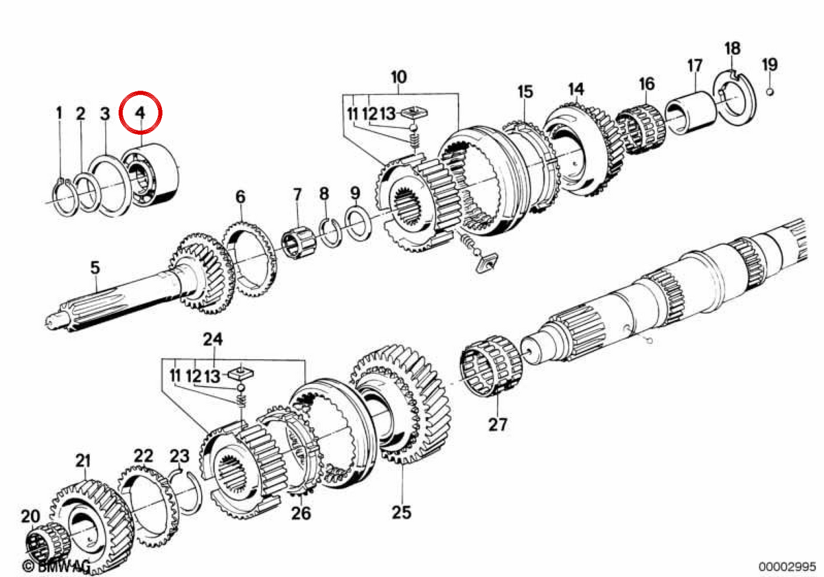 Cuscinetto a sfera OEM 2312128258 per BMW E28, E34, E24. BMW originale.