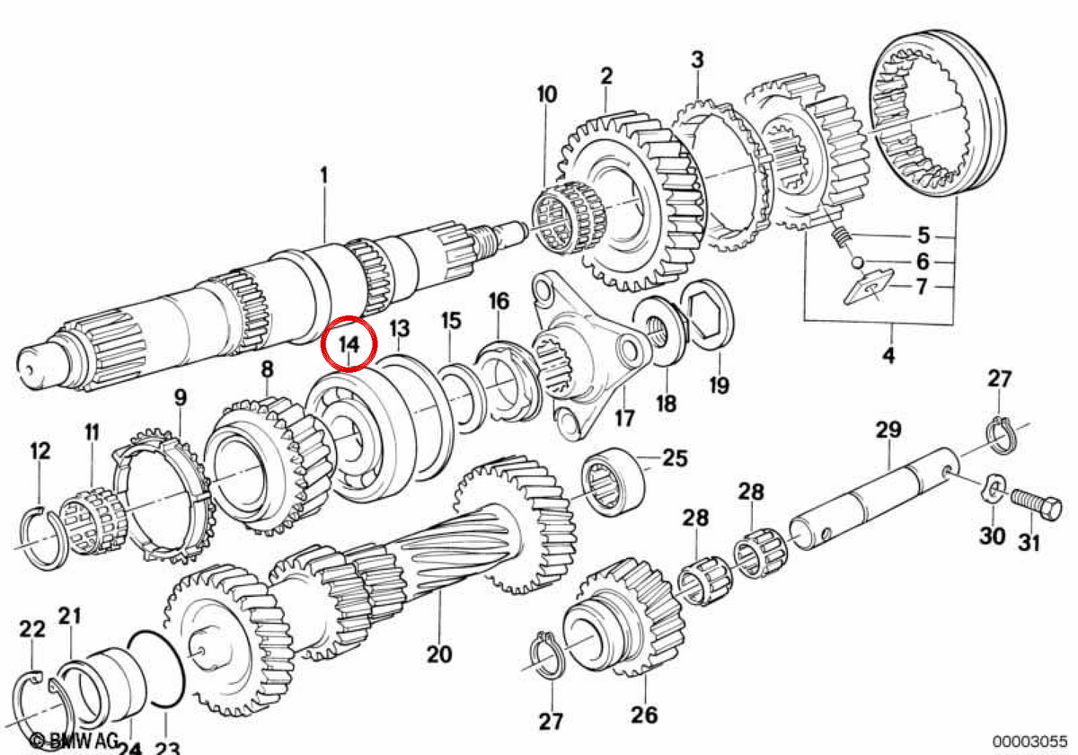 Rolling a sfera OEM 2312128292 per BMW E21, E30, E28, E34. BMW originale.