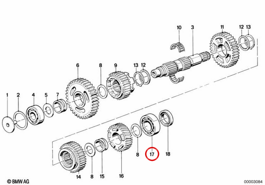 Rolamento radial rígido OEM 23121451895 para motocicletas BMW K75, K100, K100 RS... e muito mais. Originais BMW Motorrad.