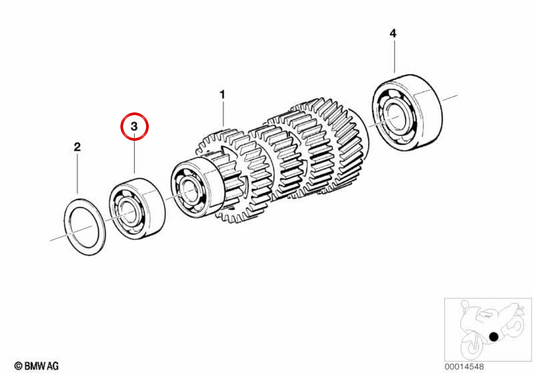 Cuscinetto a sfere scanalato OEM 23122325521 per motociclette BMW R1200GS, R1200GS Adventure, R1200RT, R1200R, R850GS, R1100GS... e altro ancora. BMW Motorrad originale.