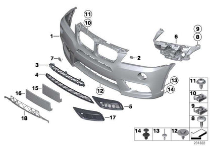 Juego De Tapas Limpia Faros Lavafaros Imprimadas Frontal M-Paket/Sra Para Bmw F25 X3 . Original