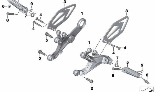 Linke Fußstütze OEM 46717728307 für BMW S 1000 RR (K46) Motorräder. Original BMW Motorrad.