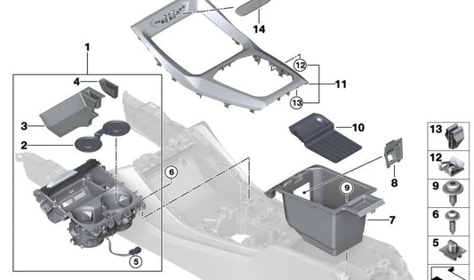 ORIGINAL PORTEAS FOR CENTRAL CONSOLE OEM 51165A192C3 for BMW X3 {F97N, G01N, G08F, G08N} and X4 {F98N, G02N}. Original BMW spare.