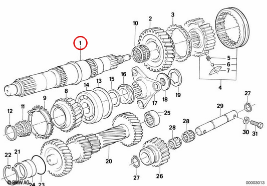 Eje de transmisión OEM 23211224294 para BMW E30, E28, E24, E23, E32. Original BMW.