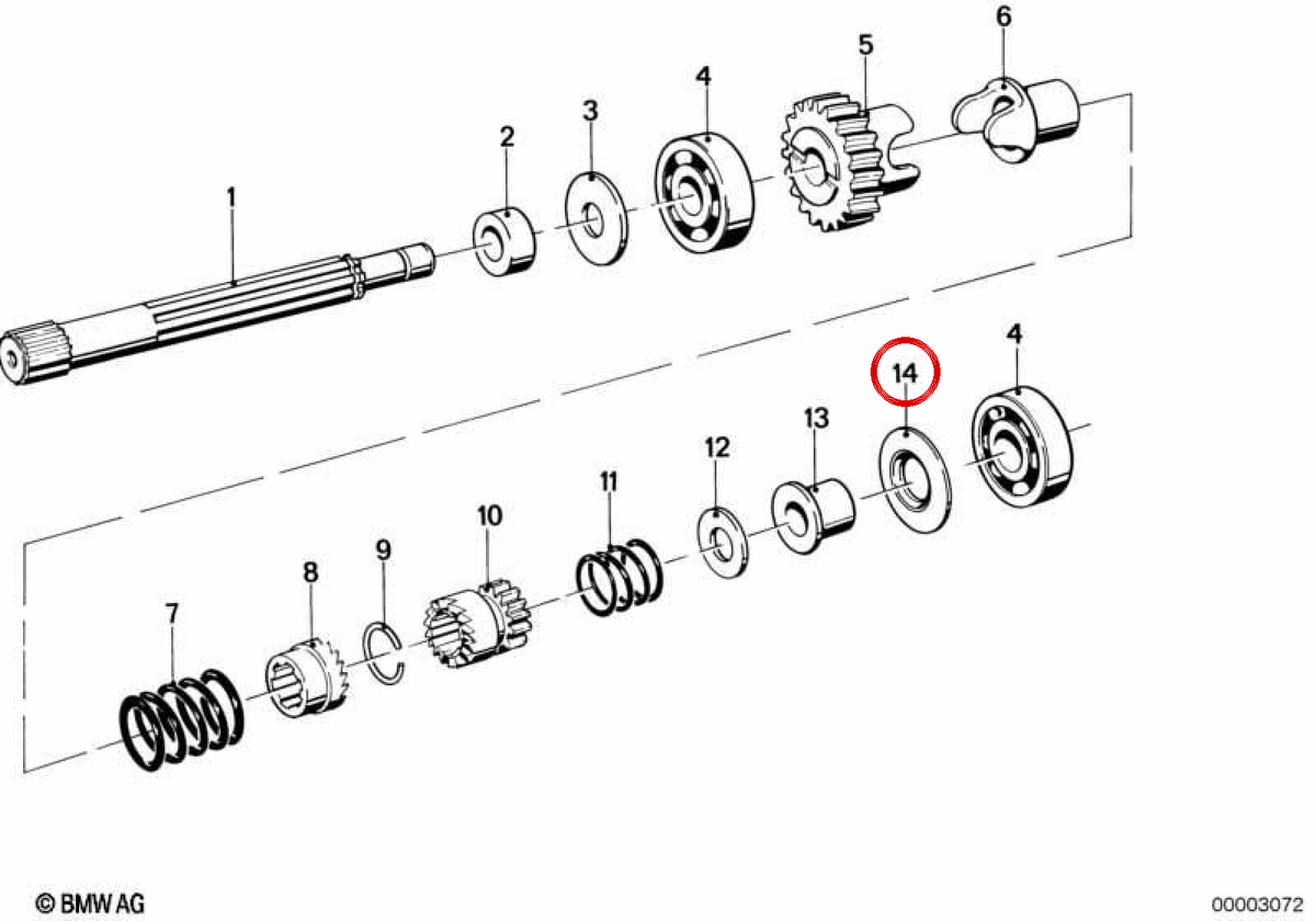 OEM adjustment washer 23211231363 for BMW E30, E36, E28, E34, E24, E23, Z3. Original BMW.