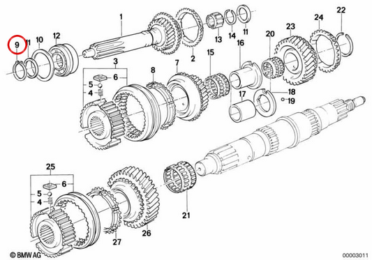 Anel elástico OEM 23221224183 para BMW E30, E28, E34, E24, E23, E32, Z1. BMW genuíno.