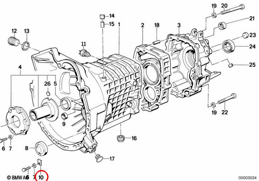 Supporto di trasmissione OEM 23221224301 per BMW E28, E34, E24. BMW originale.