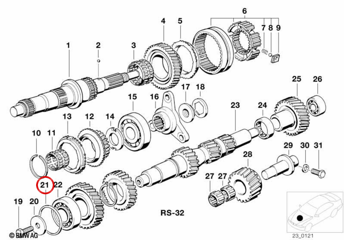 Spacer OEM 232224436 per BMW E28, E34, E24. BMW originale.