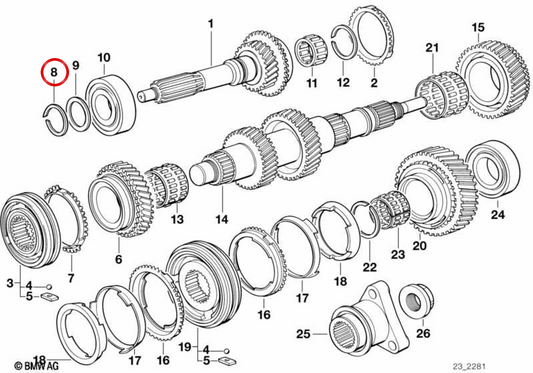 OEM security ring 23221282533 for BMW E87, E36, E46, E34, E39, Z3, E85. Original BMW.