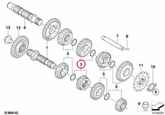 Kit de réparation de changement de vitesse OEM 23227718545 pour motos BMW G450X (K16). BMW Motorrad d'origine.