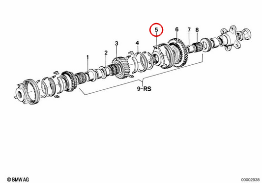 Guida Casquillo per 1 ° e inverso OEM 23231200747 per BMW E12. BMW originale.