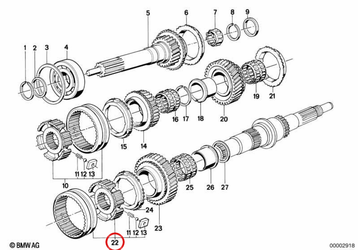 1 ° e 2 ° marzo Casquillo OEM 23231224311 per BMW E28, E24. BMW originale.