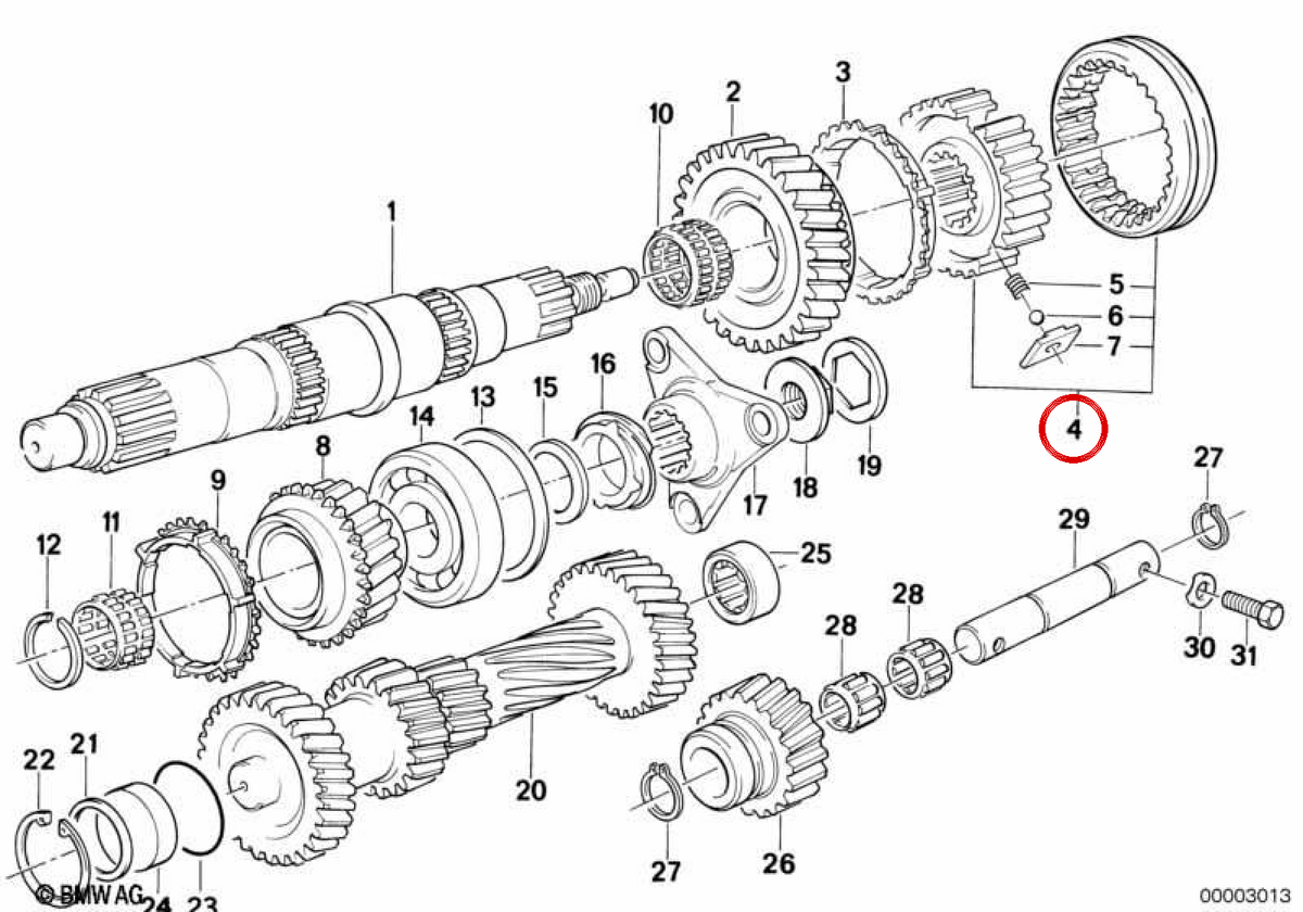 5 marzo e inversa limite OEM 23231228224 per BMW E30, E28, E34, E24, E23, Z1. BMW originale.