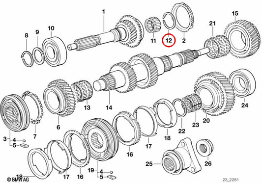 Elass Ring OEM 23231228403 per BMW E87, E36, E46, E34, E39, Z3, E85. BMW originale.