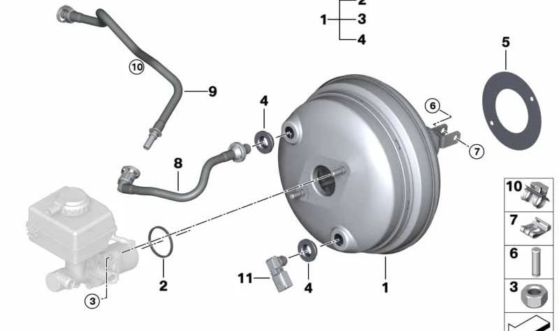 Servofreno (amplificador de freno) OEM 34336864074 para BMW F15, F16. Original BMW.