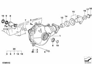 Sello de eje para BMW E34 (OEM 31521212634). Original BMW.