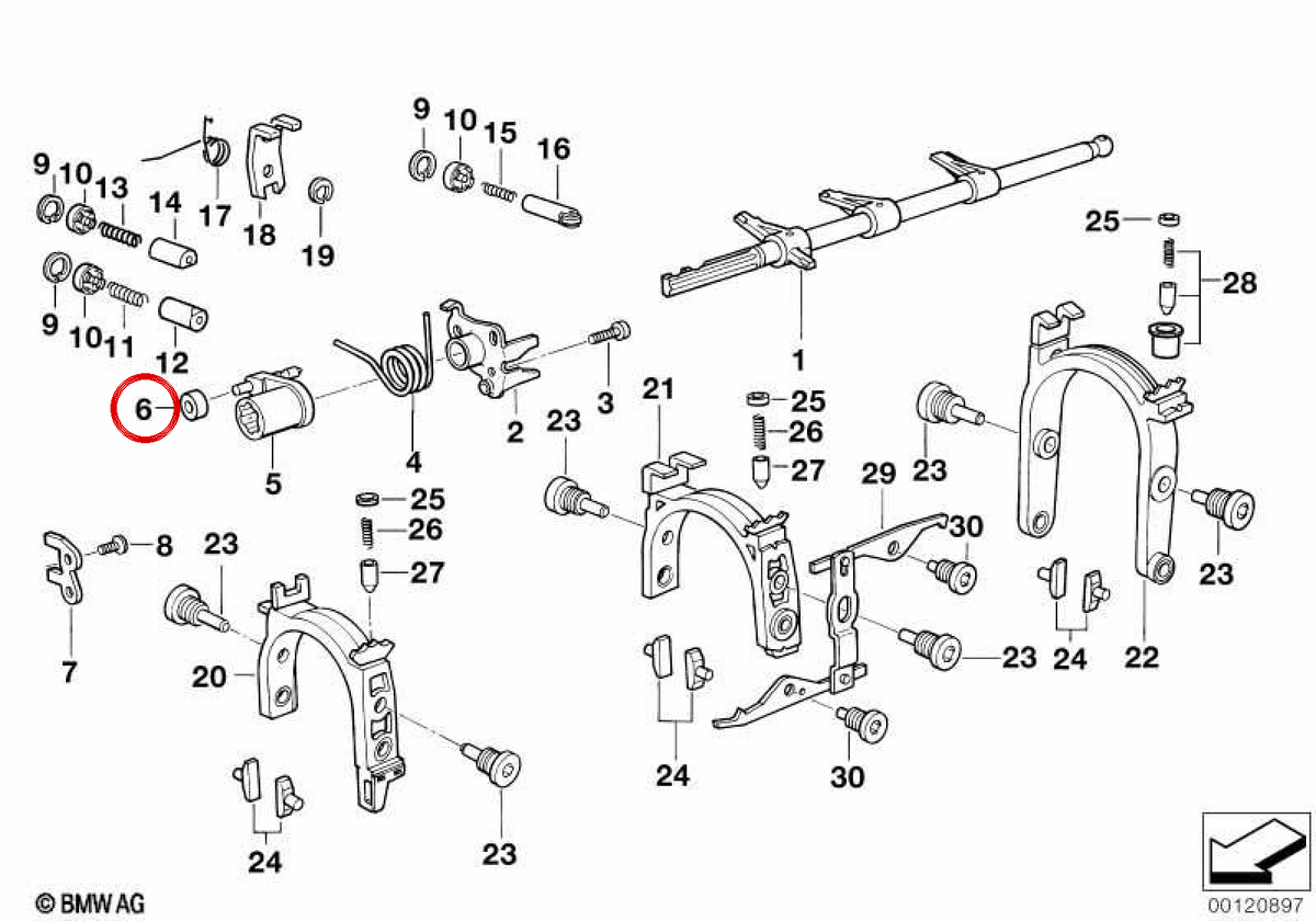 Transmissionbaumlager OEM 23311224815 für BMW E36, E46, E34, E39, E32, E38, E53, Z3. Original BMW.