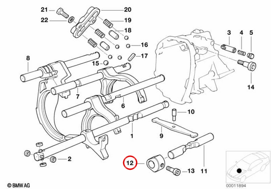 Supporto di trasmissione OEM 23311228390 per BMW E87, E36, E46, E34, E39, Z3, E85. BMW originale.