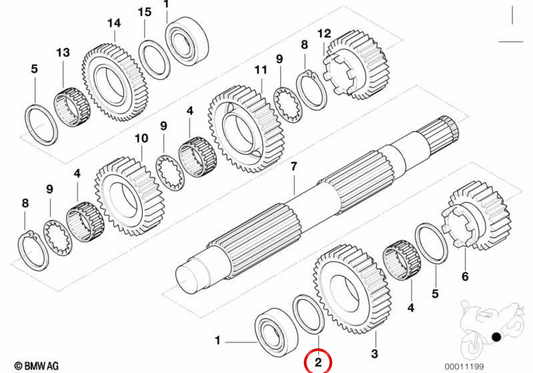 Rondelle d'espacement OEM 23312333136 pour motos BMW R1200GS, K1200LT, R1150GS... et plus. BMW Motorrad d'origine.