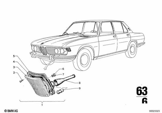 Suporte de suporte de lâmpada esquerda OEM 63131352481 para BMW E30. BMW genuíno.