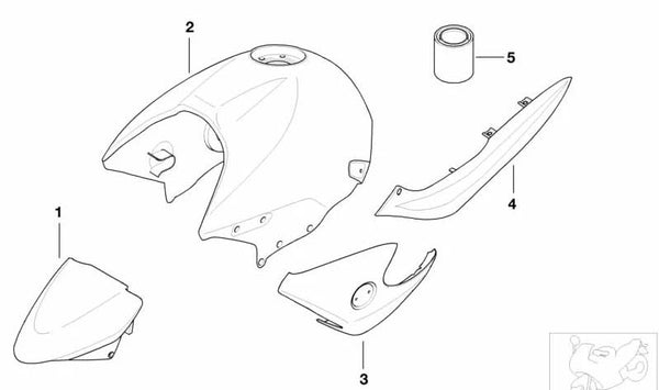 Embellecedor lateral derecho imprimado OEM 46637653788 para motos BMW R850R, R1150R, R1150 Rockster. Original BMW Motorrad.