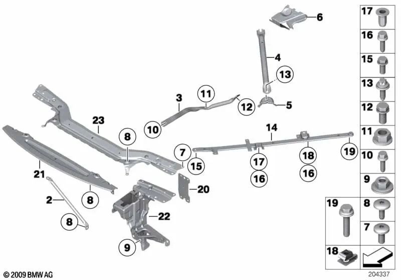 Barra de refuerzo del chasis para BMW Z4 E89 (OEM 51617190432). Original BMW