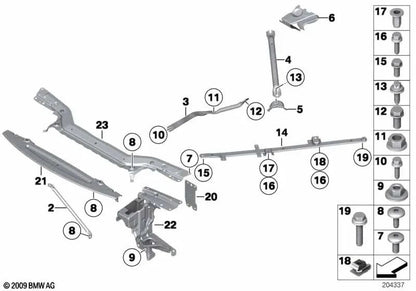 Barra de refuerzo del chasis para BMW Z4 E89 (OEM 51617190432). Original BMW