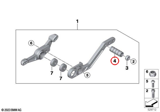 Peça do pedal de mudança OEM 23415A68082 para motocicletas BMW S 1000 RR (K67), M 1000 RR (K66). Originais BMW Motorrad.