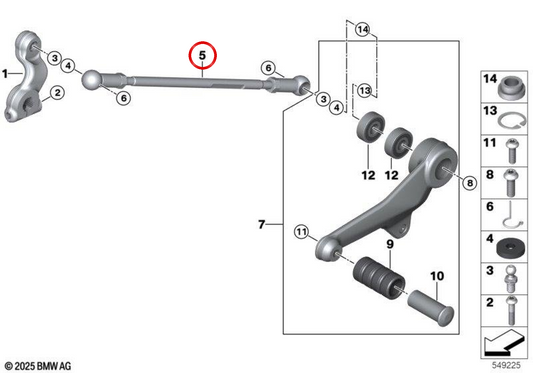 Varilla de conexión OEM 23415A73374 para motos BMW R 1300 RT (K53, 0M41), motor A75. Original BMW Motorrad.