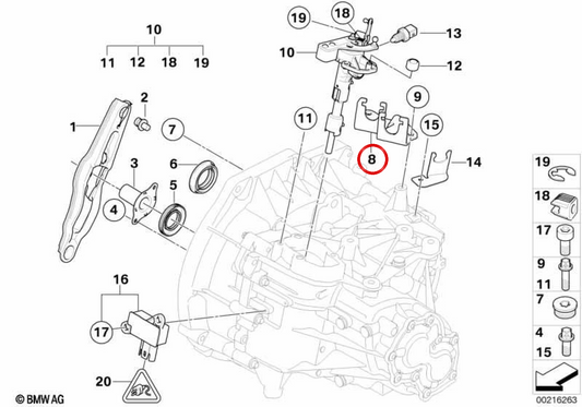 Support de câble Bowden OEM 23417568465 pour MINI R56, R56 LCI, Clubman R55, Cabrio R57, Coupé R58, Roadster R59, Countryman R60, Paceman R61. MINI d'origine.