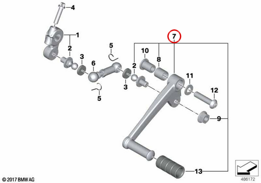 Palanca de cambio plata OEM 23417688853 para motos BMW F800GT, F800S, F800ST, F800R. Original BMW Motorrad.
