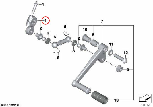 Alavanca de câmbio prateada OEM 23417689019 para motocicletas BMW F 800 GT, F 800 S, F 800 ST, F 800 R. Original BMW Motorrad.