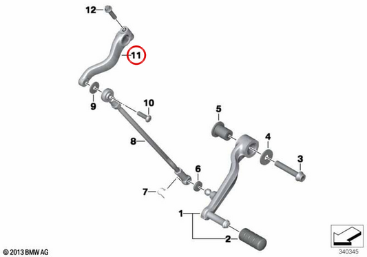 Palanca de mando OEM 23417716016 para motos BMW K1600 GT, K1600 GTL (K48) desde 01/2010. Original BMW Motorrad.