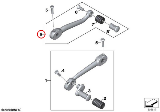 Leva del cambio posteriore OEM 23418392714 per motociclette BMW R 18, R 18 Classic, R 18 Transcontinental... e altro ancora. BMW Motorrad originale.