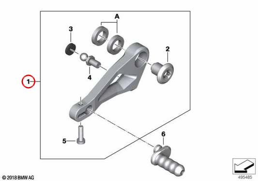 Levier de commande de changement HP OEM 23418405832 pour motos BMW R 1250 R (K53), R 1250 RS (K54)... et plus. Original BMW Motorrad