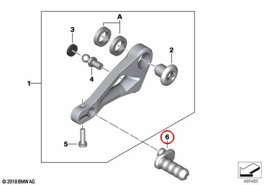 Shift actuator retainer OEM 23418405835 for BMW motorcycles R 1250 R, R 1250 RS, R 1200 R, R 1200 RS. Original BMW Motorrad.