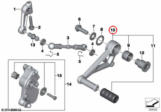 Cambio al pie OEM 23418531173 para motos BMW R 1200 R, R 1250 R, R 1200 RS, R 1250 RS. Original BMW Motorrad.