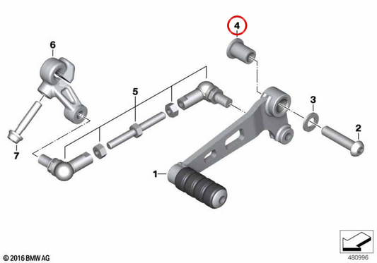Buchse mit Bund OEM 23418560133 für BMW Motorrad G 310 R (K03) ab 2016. Original BMW Motorrad.