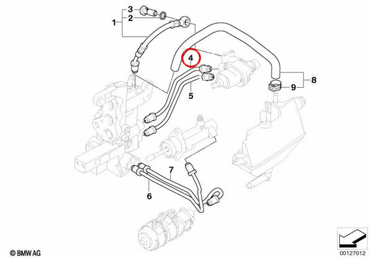 Tubo Hidráulico OEM 23427507044 para BMW E46. BMW genuíno.