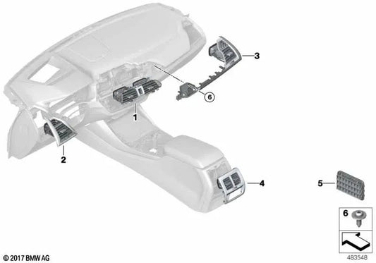 Saída de ar lateral direita para BMW X3 G01, G08, G08E, X4 G02 (OEM 64229363440). BMW original