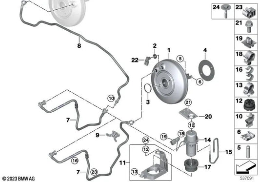 Brake Line Bracket for BMW 1 Series F40, F52, 2 Series F44, F45, F46, X1 F48, F49, X2 F39 (OEM 21526858650). Original BMW