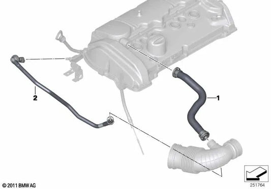 Conduit de ventilation pour BMW F20, F21, F30, F31, F35 (OEM 11157614690). BMW d'origine.