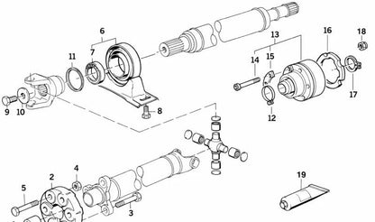 Rodamiento central de transmisión OEM 26121226662 para BMW E31. Original BMW.