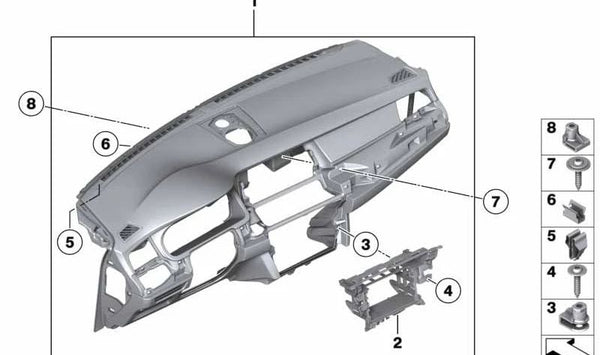 Salpicadero con Head-Up Display OEM 51459199068 para BMW F07, F07N. Color blanco marfil. Pieza original BMW.