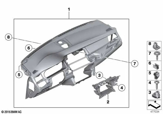 Dashboard trim for BMW 5 Series F07, F07N (OEM 51459199052). Original BMW.